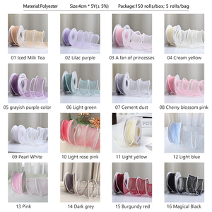 โบว์ผูกผมแบบถักลายดอกไม้สีรุ้ง DIY ริบบิ้นลายคลื่นตกแต่งวันเกิด ขนาด 4 ซม. ริบบิ้นโพลีเอสเตอร์ตาข่ายมุกประดับดอกไม้ - Product Image 6