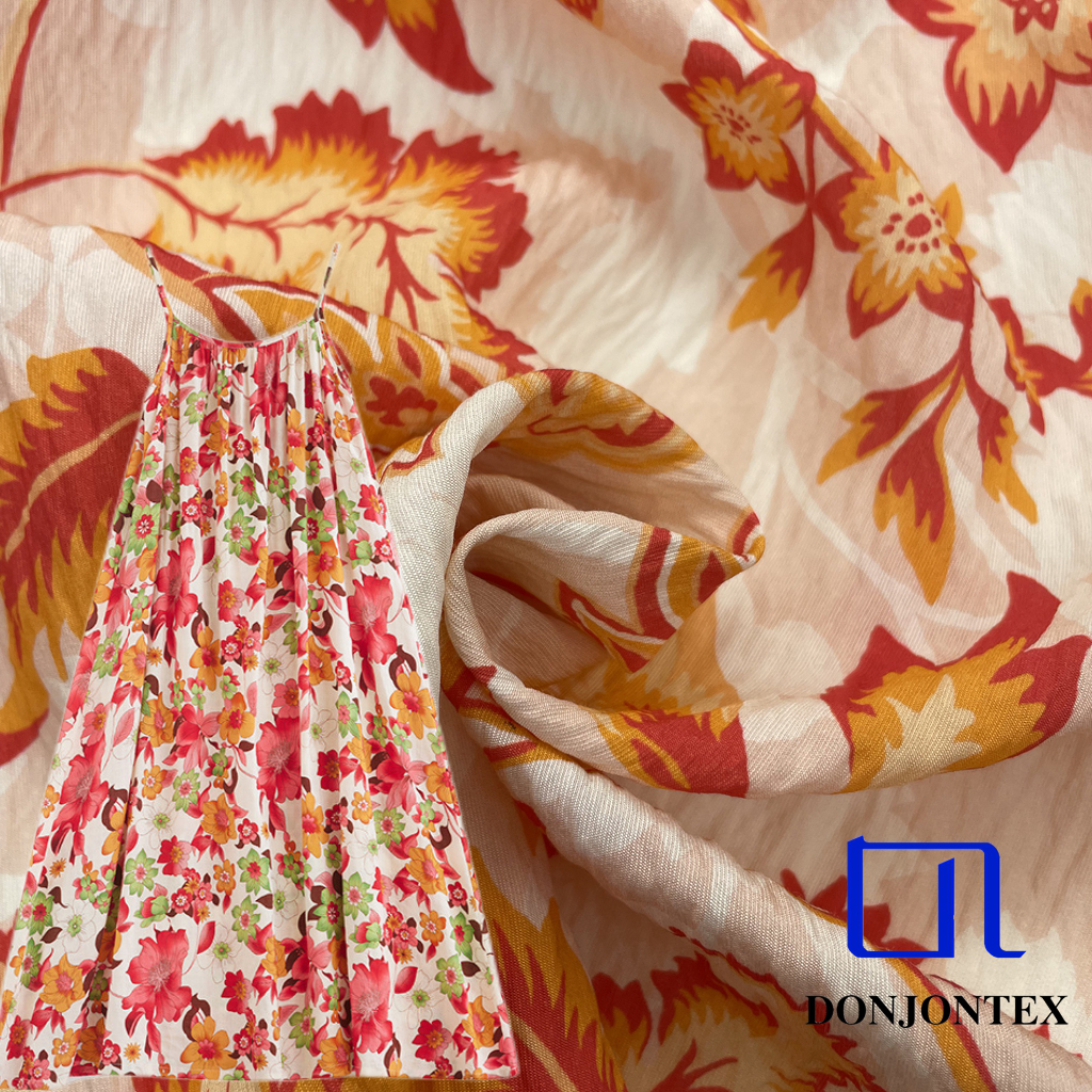 Latest Fashion Digital Printed Rayon/Nylon Fabric Soft Crepe Fabric for Beachwear and Women Dress
