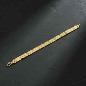 22K Yellow Gold <b>Mens</b> Bracelet with Textured Square Link Design Premium Finish Stylish Traditional Jewelry for Daily Party Wear - Product Image 3