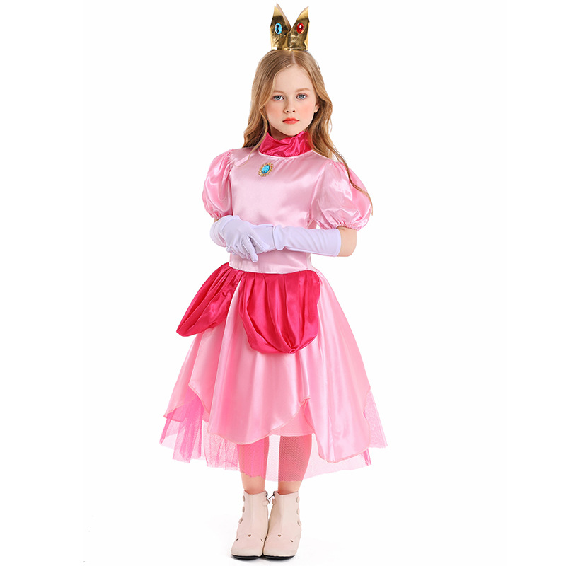 open lace back dress Princess Peach Costume Dress Mario Bros. Movie Cosplay Halloween Birth   Beautiplex