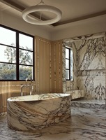Comptoir de salle de bain en marbre Calacatta Viola naturel PerfectStone pour projets hôteliers et villas haut de gamme