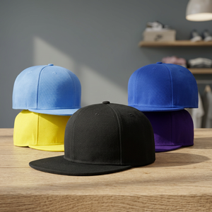 Unisex 6-Panel Snapback Cap Solid Color Cotton <b>Flat</b> Brim Street Style <b>Hat</b> for Adults Casual Wear 58-60CM - Product Image 3