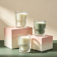 En stock : Pot à bougie en verre vide, faible MOQ, étiquette personnalisée, best-seller pour la décoration intérieure