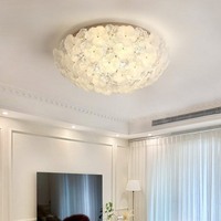Lámpara de Techo de Hierro con Pétalos de Flores de Estilo Romántico Francés, Lámpara LED Moderna de Lujo para Dormitorio o Sala de Estar