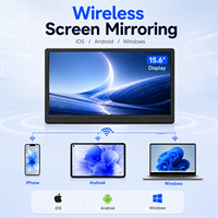 Moniteur HDMI sans fil 15,6 pouces avec récepteur intégré, émetteur 50, écran 1080P60, mise en miroir de l'écran, batterie 3000 mAh, haut-parleur intégré