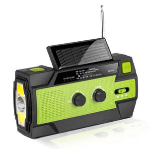 Radio météo solaire étanche avec lampe de poche dynamo et fonction radio Internet MD-090P, haut-parleur portable d'urgence AM FM - Product Image 1