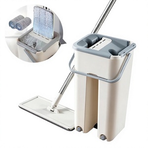 Poland Stock <b>Flat</b> <b>Mop</b> and Bucket Set Hands Free Wringing 360 Rotating Microfiber Pad EU Dropshipping - Product Image 1