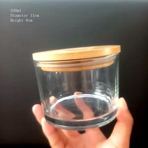 Barattoli in Vetro Trasparente a Bocca Larga per Candele con Coperchio in Bambù Vendita all'Ingrosso - Product Image 6