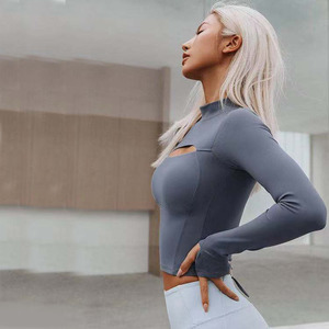 <span class=keywords><strong>Camiseta</strong></span> sin mangas elástica ajustada <span class=keywords><strong>para</strong></span> mujer, Top deportivo de manga <span class=keywords><strong>larga</strong></span> de talla grande - Product Image 2