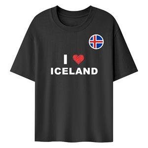 <span class=keywords><strong>Islandia</strong></span> azul y blanco Cruz Roja Bandera Negra camiseta diseño Simple aventura al aire libre fácil de combinar - Product Image 3