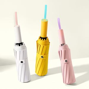 Parapluie pliable blanc de marque, neuf, avec protection solaire et housse en plastique, pour jeunes - Product Image 3