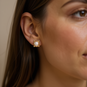 Pendientes de Perlas Amy Amy, Chapados en Oro, Perlas Falsas Redondas Blancas, Clásicos para Uso Diario, Joyería para Mujer - Product Image 5