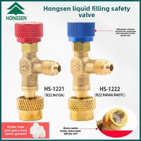 Vanne de sécurité manuelle à bille Hongsen HS-1221 pour la charge de liquide de climatisation, compatible avec les réfrigérants R410A et R22, fabriquée en Chine