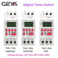 GEYA OEM ODM THC-30A 电子定时器每周24小时220v 230v数字可编程时间开关供应商最大30A定时器直流