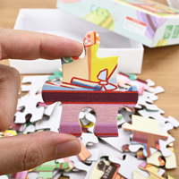 Jeu de puzzle en carton personnalisé avec logo, 100 pièces, design éducatif DIY, dessin animé, pour enfants