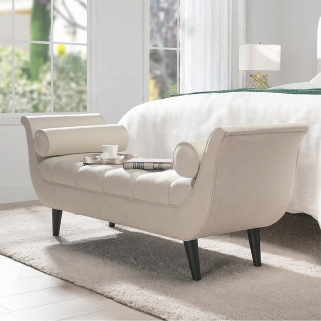 Modern Luxury Square Velvet Tufted Ottoman Stool Bench Furniture for Bedroom Hotel or Apartment Use