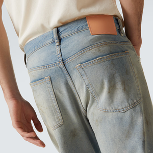 Pantalones Vaqueros de Mezclilla Lavados Estilo Mono para Hombre, Pantalones Casuales Desgastados Pintados a Mano, Corte Holgado de Tiro Medio - Product Image 4