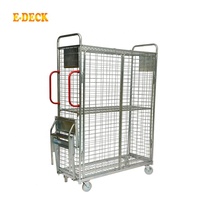 Chariot à cueillette en acier en métal de logistique de grillage de stockage mobile pliable résistant