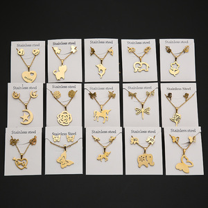 Offres Spéciales Libellule Papillon Animaux Pendentif Colliers Boucles D'oreilles Mariage Dubai Ensembles De Bijoux Africains Ensembles de Bijoux En Acier Inoxydable - Product Image 1