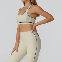 Soutien-gorge de sport personnalisé avec logo frontal pour femme, en nylon de haute qualité, extensible dans quatre directions, maintien moyen, séchage rapide, pour le yoga et la gym