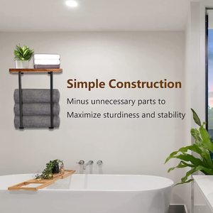 <span class=keywords><strong>Porta</strong></span> Asciugamani da Parete per Bagno con Mensola <span class=keywords><strong>in</strong></span> <span class=keywords><strong>Legno</strong></span> per Asciugamani Arrotolati, Asciugamani da Bagno e Salviette - Product Image 4