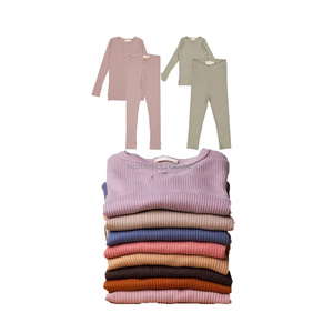 Style danois haut de gamme coton modal noël nouvel an nouveau-né pyjama à manches longues bébé et enfant en bas âge haut côtelé pantalon costume - Product Image 1