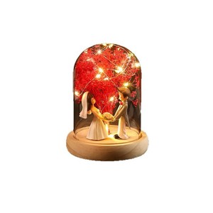 Décoration de cadeau de mariage, fleur éternelle, souvenir, table, bureau créatif, petite forme de dôme, <span class=keywords><strong>fleurs</strong></span>, lumière LED, vente d'usine - Product Image 4