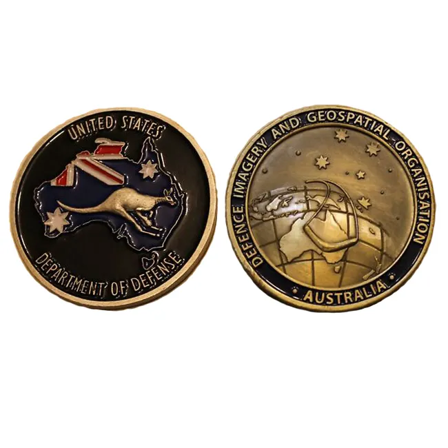 제조사 기념일 3D 골동품 황동 캥거루 호주 국기 호주 도전 동전