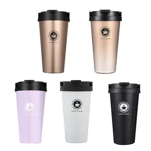 16oz Auto di Famiglia prova della perdita a doppia parete in acciaio inox thermos di caffè di viaggio tazza con coperchio