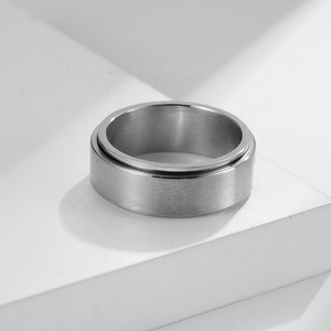 Anillo Giratorio de Acero Inoxidable de 8 mm para <span class=keywords><strong>Hombre</strong></span>, Anillos Clásicos para Aliviar la Ansiedad, Joyería Giratoria para la Inquietud - Product Image 2
