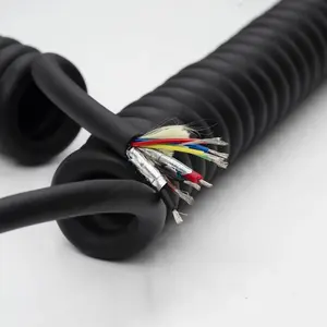 9 Core TPU Shielded Cable Coiled Defibrillator Cable with 2 Core 22AWG for High Voltage and 7 Core 26 AWG for Signal OD7.0MM