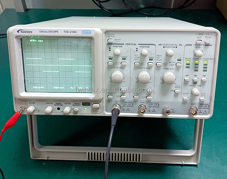 twintex tos-2100c延迟扫描双通道crt模拟示波器100mhz