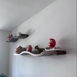 <span class=keywords><strong>Legno</strong></span> massiccio decorazione per la casa artigianale ondulato rustico <span class=keywords><strong>scaffale</strong></span> in <span class=keywords><strong>legno</strong></span> metà secolo libreria personalizzata Set di 2 Living bordo ondulato <span class=keywords><strong>scaffale</strong></span> galleggiante - Product Image 6