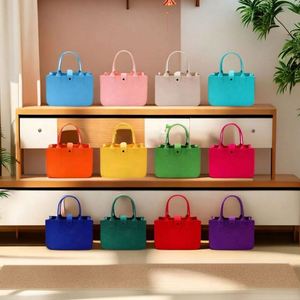 Top Quality Solid Color Portable <b>Thick</b> Large Capacity Reusable <b>Felt</b> Shopping Tote Bag With Custom Printed Logo - Product Image 3