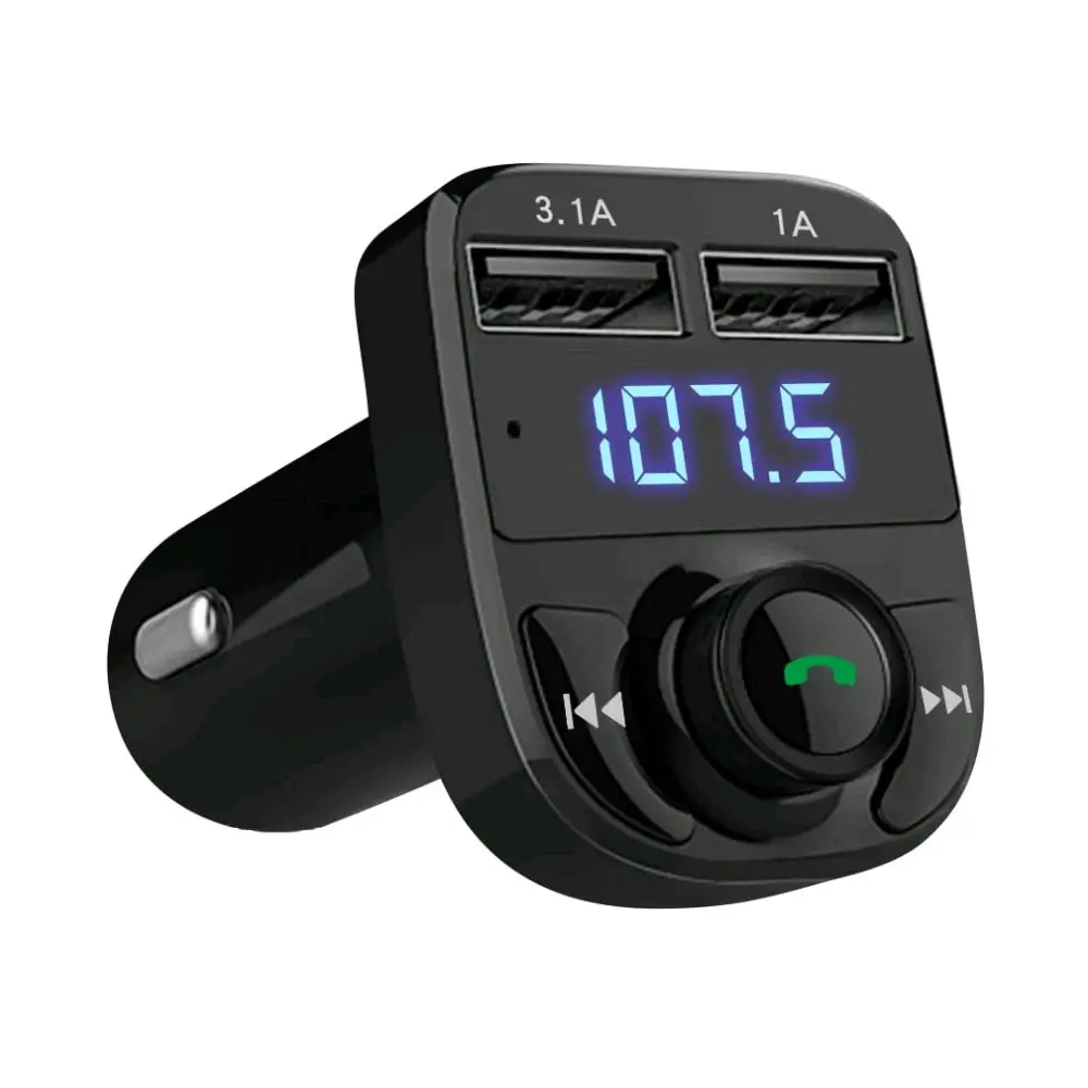 Handsfree Call Car Charger,Wireless FM Transmitter Radio Receiver,Dual USB Port Charger for All Smartphones