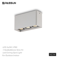 Plafonnier LED 6W IP65 à montage en surface, 3 têtes, fin et noir, pour balcon, porche, hôtel, couloir
