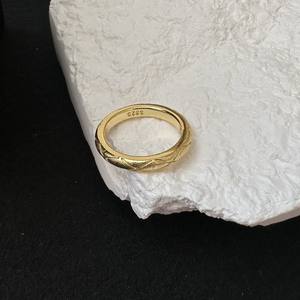 Bague en argent pur S925, style italien brossé, luxe simple, style de niche léger, personnalisée, design incrusté, accessoires de bijoux - Product Image 5