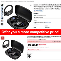 Auriculares Deportivos T17 TWS con Gancho para la Oreja, Auriculares Colgantes Tranya, Inalámbricos con Bluetooth, Anticaída y Resistentes al Sudor
