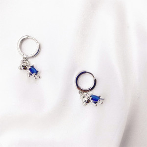 Pendientes con Colgante de Oso de Zhenlu Jewelry, Diseño Animal con Circonita Azul, en Oro, Plata y Oro Rosa, para Uso Diario - Product Image 4