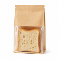Sachet Doypack en Papier Kraft Qualité Alimentaire avec Fenêtre Transparente Imprimé Personnalisé, Fermeture Zip Refermable et Auto-scellante pour Emballage de Snacks et de Pain