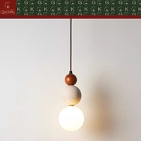 Lampe à trois sphères GOLDKING pour chambre et salle à manger, en travertin beige naturel, bois et verre, OEM ODM