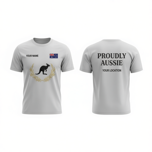 T-shirt personalizzata per il Giorno dell'Australia con nome, bandiera australiana, canguro, barbecue, regalo per il 26 gennaio - Product Image 2
