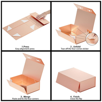 Boîte cadeau en carton magnétique pliable de luxe en papier recyclable rose gold sur mesure en gros pour l'emballage de cosmétiques et de vêtements