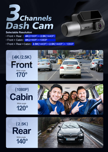 Caméra embarquée double <span class=keywords><strong>4K</strong></span> avec vision nocturne, connexion Wi-Fi, capteur <span class=keywords><strong>Sony</strong></span> IMX335, GPS, moniteur de stationnement - Product Image 2