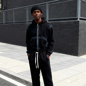 Tuta Sportiva Effetto Stone Wash, Produttore di Tute Personalizzate, Abbigliamento Streetwear da Uomo, Set di 2 Pezzi W130 - Product Image 1