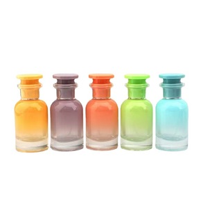 30ml <b>Empty</b> Atomizer <b>Spray</b> Perfume Glass <b>Bottle</b> 1oz Flat Round Shape Candy Color Perfume Glass <b>Bottle</b> with Pump <b>Spray</b> Cap - Product Image 1