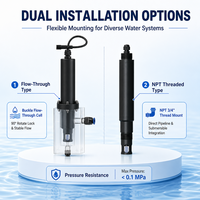 Électrode de pH numérique avec filetage NPT3/4 ou fixation par clip, communication Modbus RTU pour installation en pipeline et en cellule de débit