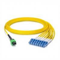 Cable de Conexión Damu MPO APC Hembra a 8 LC UPC Monomodo OS2 Fanout, 9/125um LSZH QSFP 40G, para Centro de Datos, 5m
