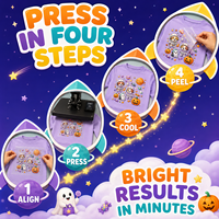 Transfert DTF Rétro Halloween Motif Champignon de la Ferme Prêt à Presser, Motif Jack-o'-lantern et Lune pour T-shirt, Sweat-shirt et Vêtements