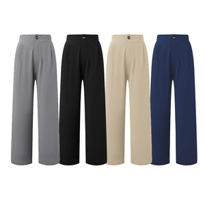 <span class=keywords><strong>Pantalon</strong></span> d'été confortable à taille haute avec boutons <span class=keywords><strong>et</strong></span> ceinture élastique, <span class=keywords><strong>pantalon</strong></span> large, <span class=keywords><strong>pantalon</strong></span> décontracté à jambe droite pour <span class=keywords><strong>femme</strong></span> - Product Image 6